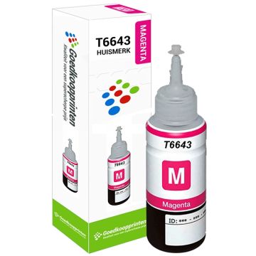 Huismerk voor Epson T6643 inkt cartridge Magenta - Ecotank 100ML Huismerk voor Epson T6643 inkt cartridge Magenta - Ecotank 100ML